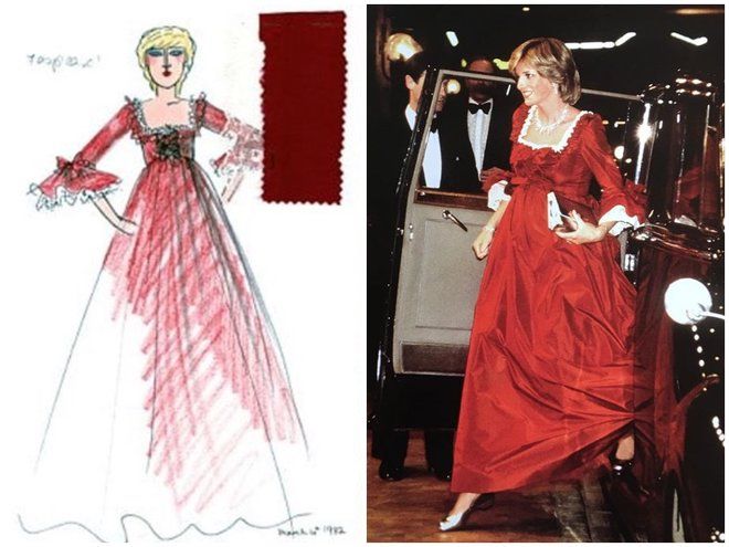 Красное платье для оперы принцессы Дианы от дизайнера Дэвида Сэссуна