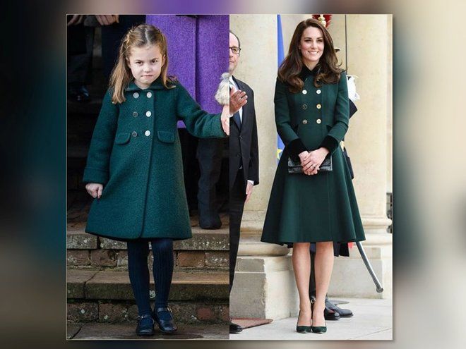 Принцесса Шарлотта повторила образ Кейт Миддлтон в зеленом пальто