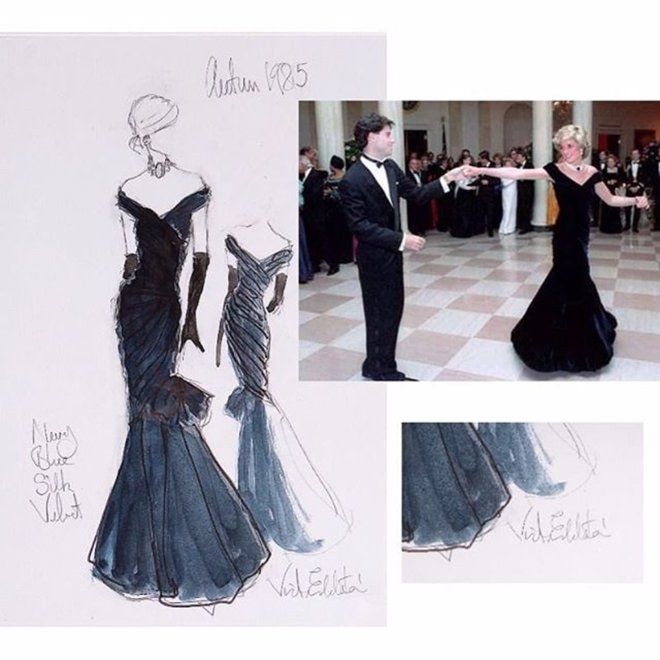 Легендарное черное платье принцессы Дианы от дизайнера Виктора Эдельштейна