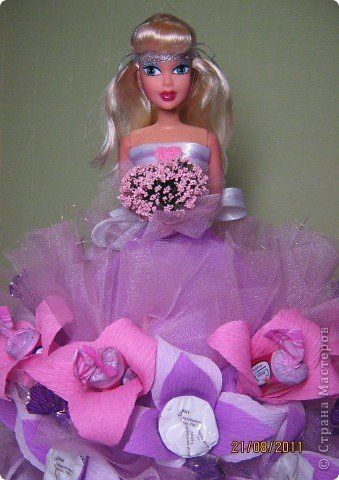 Мастер-класс, Свит-дизайн: Куклы из конфет. МК. Бумага гофрированная День рождения. Фото 32