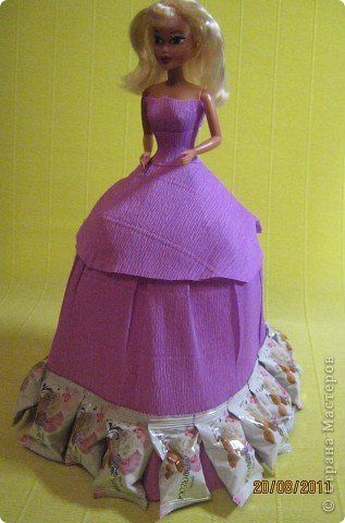 Мастер-класс, Свит-дизайн: Куклы из конфет. МК. Бумага гофрированная День рождения. Фото 29