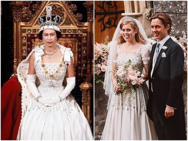 Принцесса Беатрис надела на свадьбу платье Елизаветы II, которое та носила в 1966-м году
