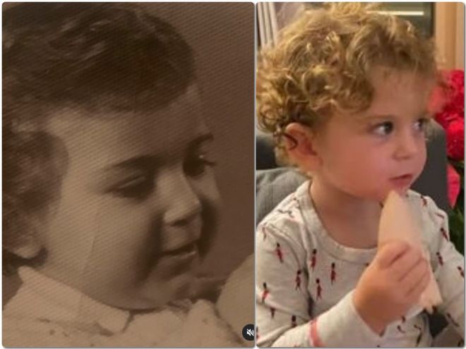 Марина Юдашкина в детстве и младший внук Аркадий.   Instagram  @gyudashkina