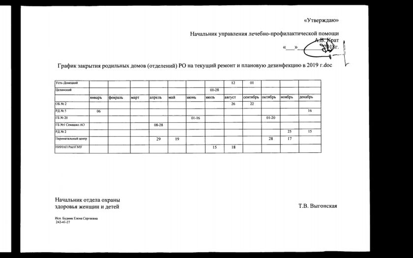 График закрытия роддомов на мойку в 2024